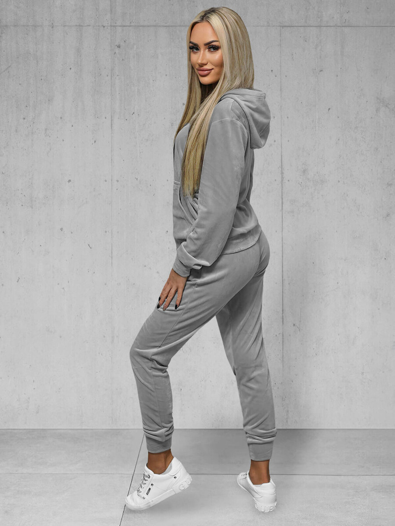 Női Melegítő Szett Velúr Szürke OZONEE JS/8C1176/2