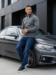 Férfi Pulóver Sötét-Szürke OZONEE JS/2002Z