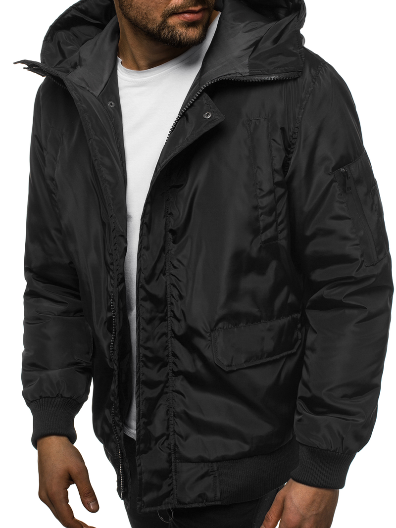 Férfi téli kabát fekete OZONEE JS/2019005