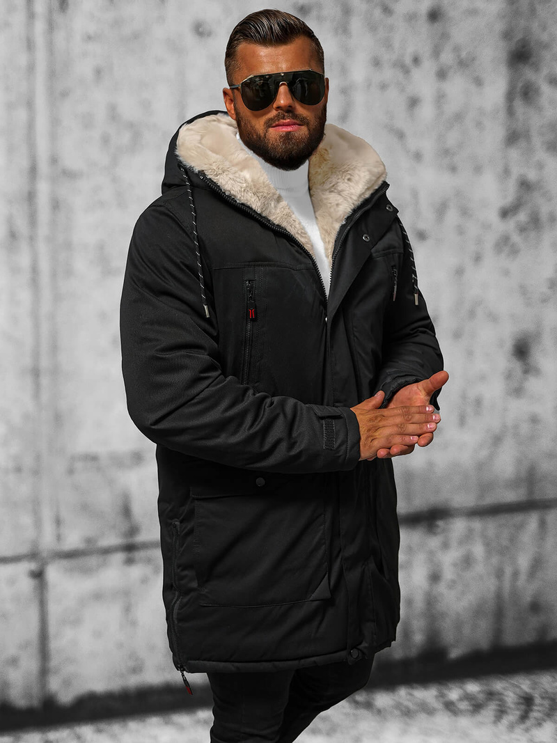 Férfi téli parka kabát fekete OZONEE JS/5M3123/392