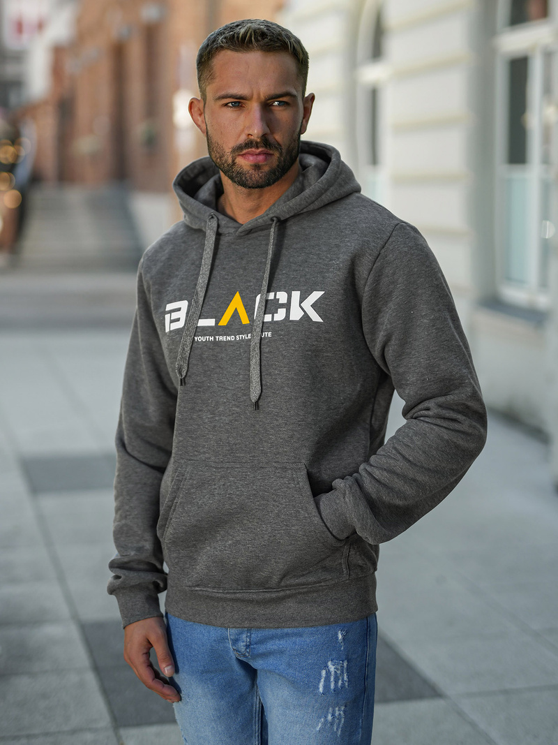 Férfi kapucnis felső grafit OZONEE JS/8B1756/5