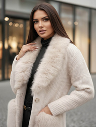 Női kabát bézs OZONEE JS/53M5200/155Z