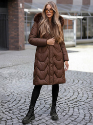 Női téli kabát csokoládé OZONEE JS/5M3229/158