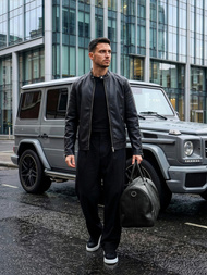 Férfi bőrdzseki fekete OZONEE JS/11Z8027