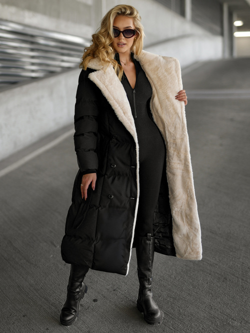 Női téli kabát fekete-fehér OZONEE JS/16M9168/392B