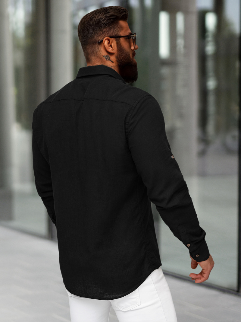 Férfi ing fekete OZONEE O/V144