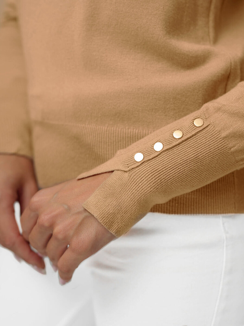 Női pulóver világos-camel OZONEE JS/8004/2