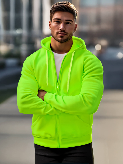 Férfi kapucnis pulóver zöld neon OZONEE JS/2008Z
