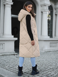 Női Hosszú Mellény Bézs OZONEE JS/5M3165/62Z