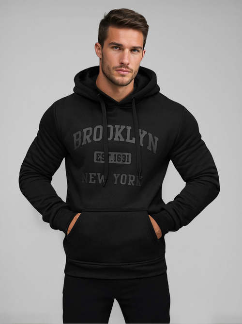 Férfi kapucnis felső fekete OZONEE JS/8B1350/3Z