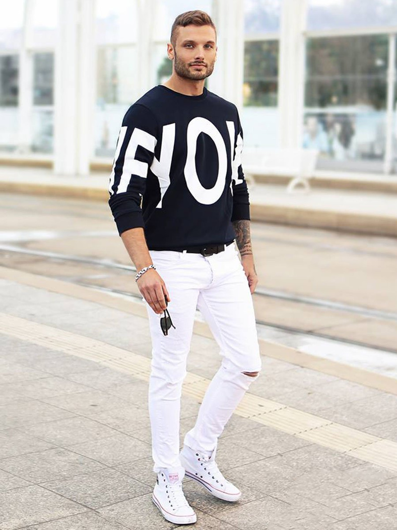 OZONEE B/8021 Férfi nadrág nadrág Fehér