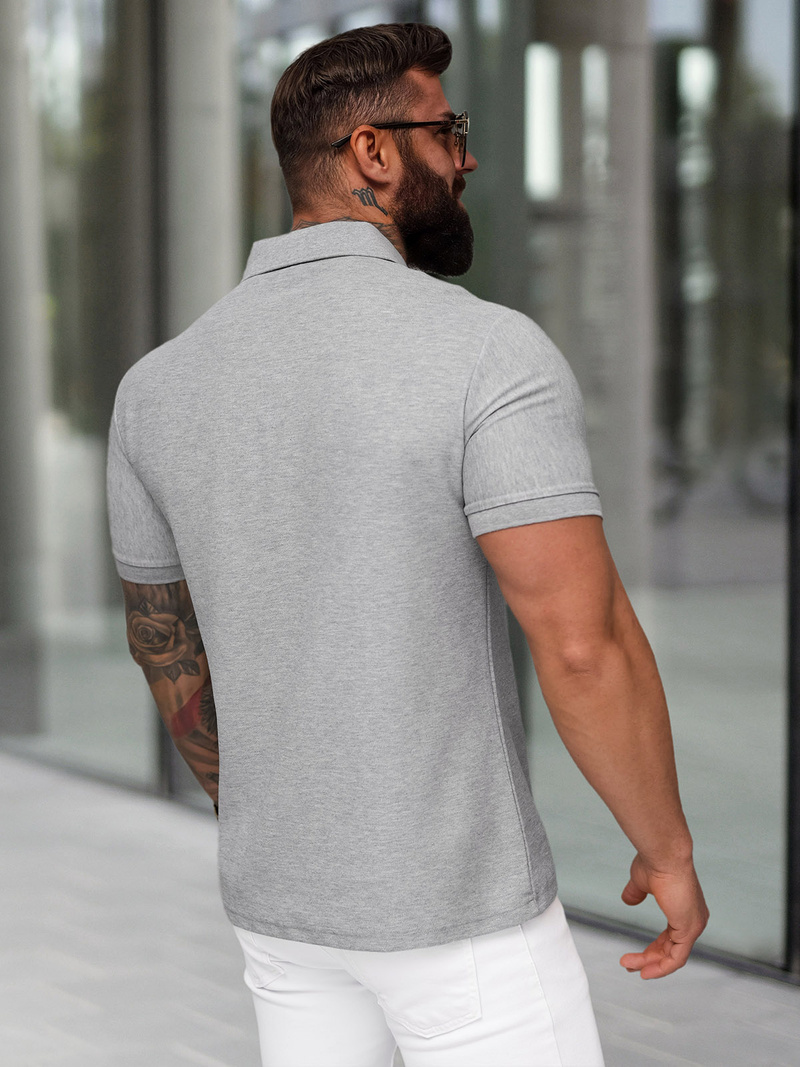 Férfi galléros póló szürke OZONEE NB/MT3142