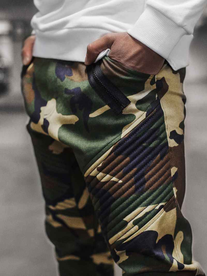 Férfi nadrág színű jogger Zöld-Terepmintás OZONEE A/0952