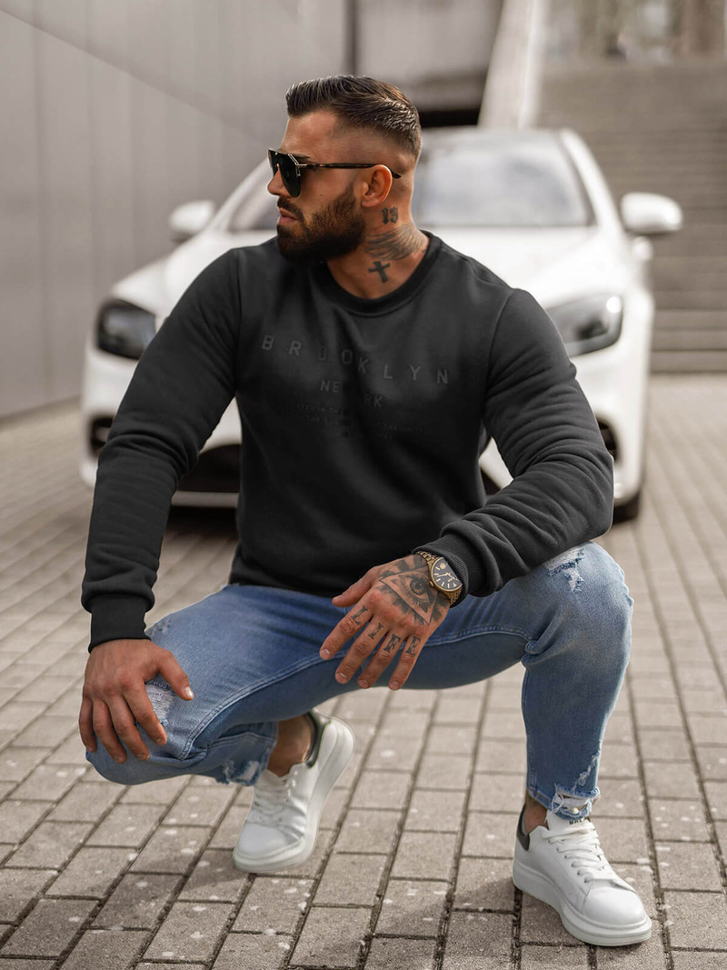 Férfi Melegítő Felső Fekete OZONEE JS/8B1360/3