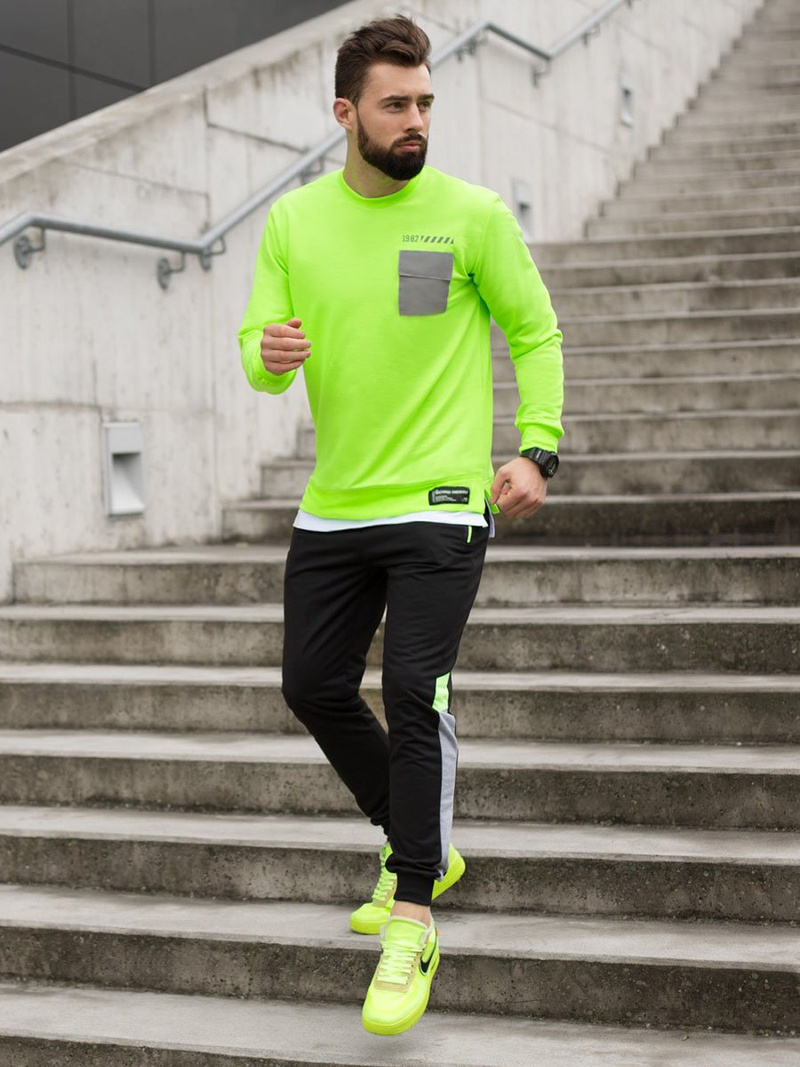 Férfi melegítő felső Zöld neon OZONEE MACH/20373Z