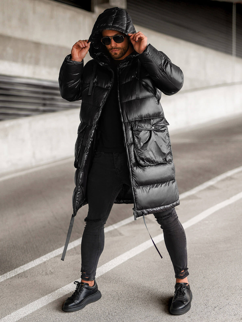 Férfi téli kabát fekete OZONEE O/M3205Z