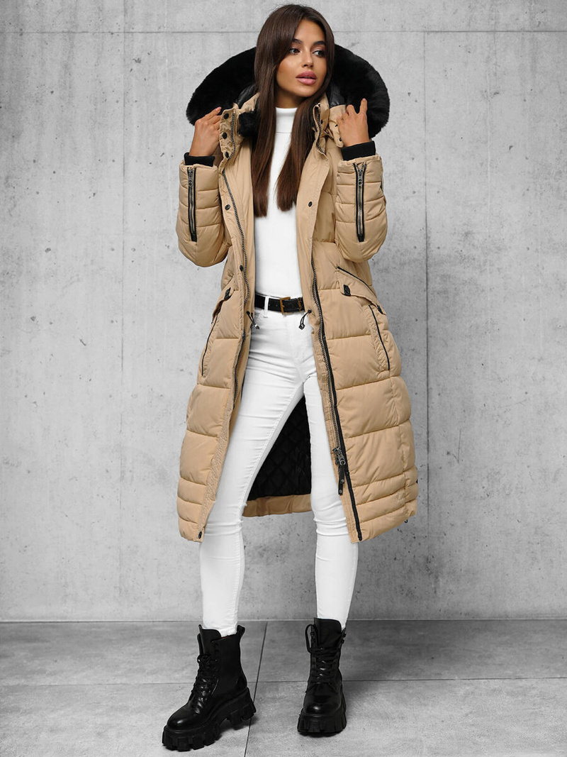 Női téli kabát bézs OZONEE O/W377