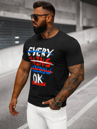 Férfi Póló Fekete OZONEE O/8T1266/3