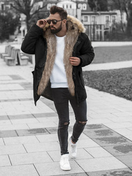 Férfi téli parka kabát fekete OZONEE O/5578Z