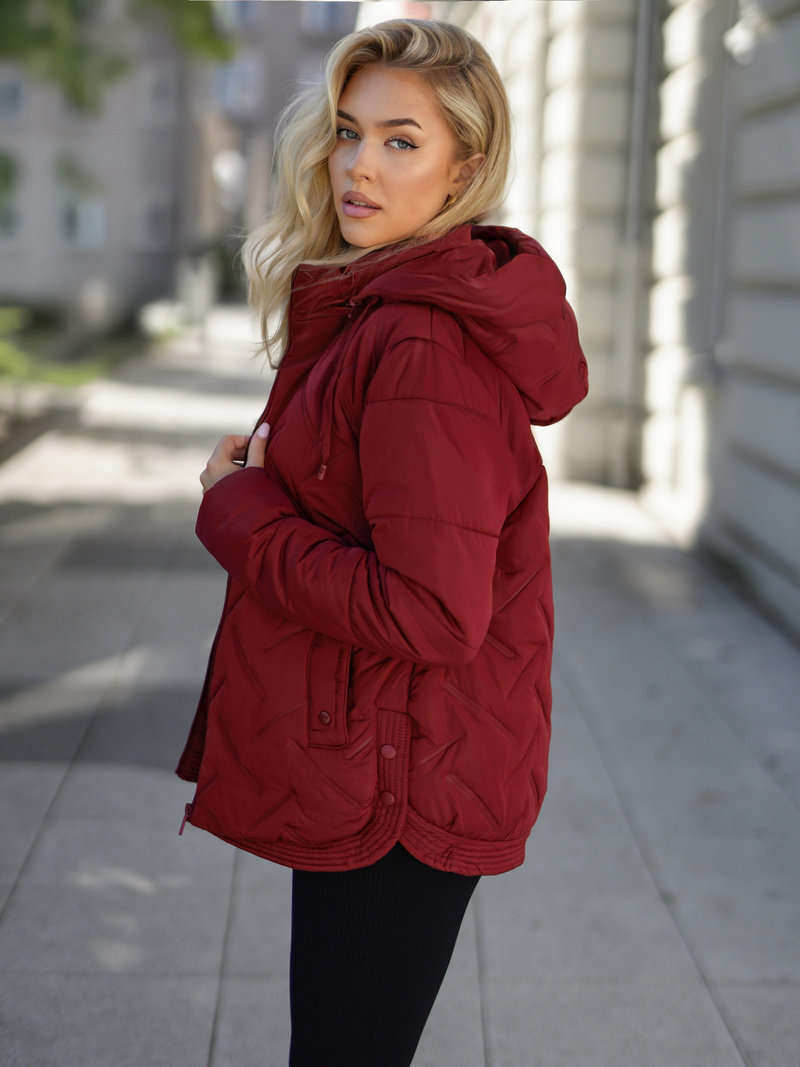 Női téli kabát burgundia OZONEE JS/16M9300/06