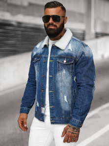Férfi farmer dzseki SHERPA kék OZONEE NB/MJ502BZ