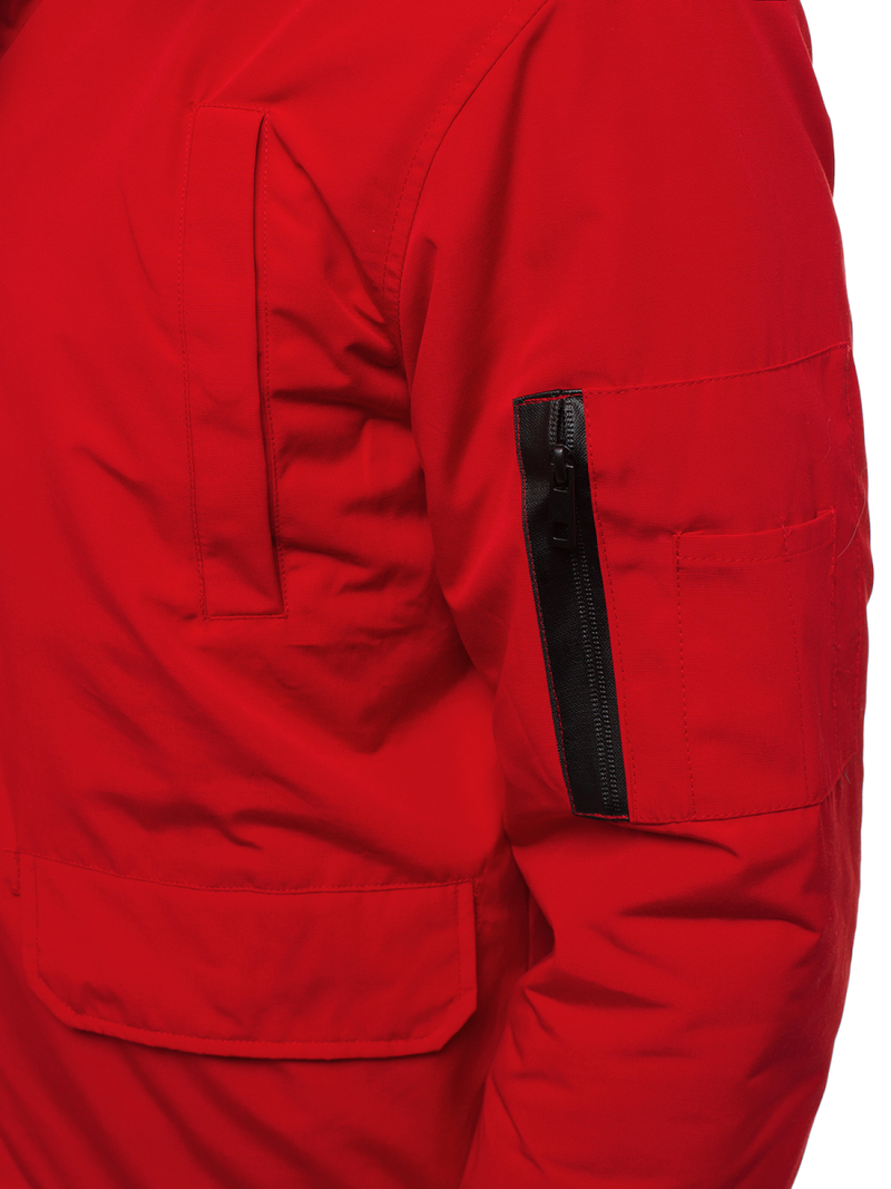 Férfi téli kabát piros OZONEE JS/2019005