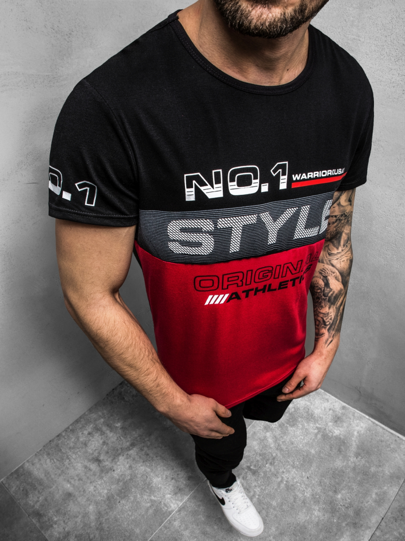 Férfi póló Fekete-piros OZONEE JS/SS10900Z