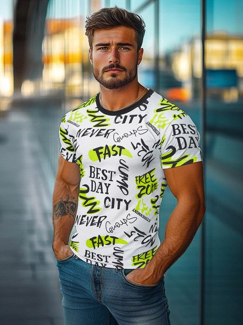 Férfi Póló Fehér OZONEE JS/8T1210/1Z