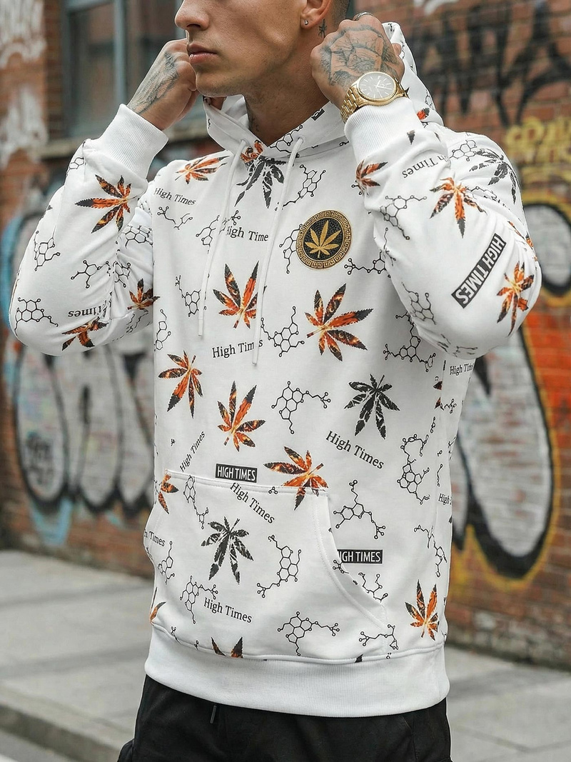 Férfi kapucnis pulóver fehér OZONEE O/B266Z