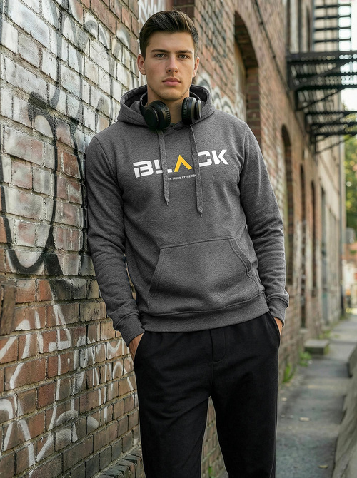 Férfi kapucnis felső grafit OZONEE JS/8B1756/5Z