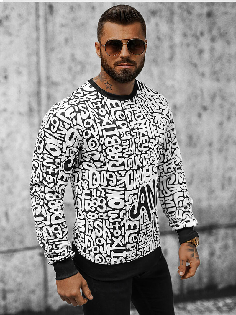 Férfi Pulóver Fehér OZONEE JS/8B1131/1