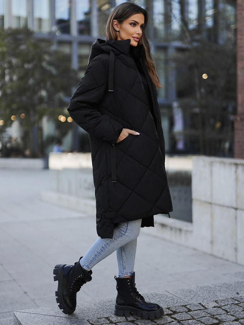 Női téli kabát fekete OZONEE JS/5M3168/392