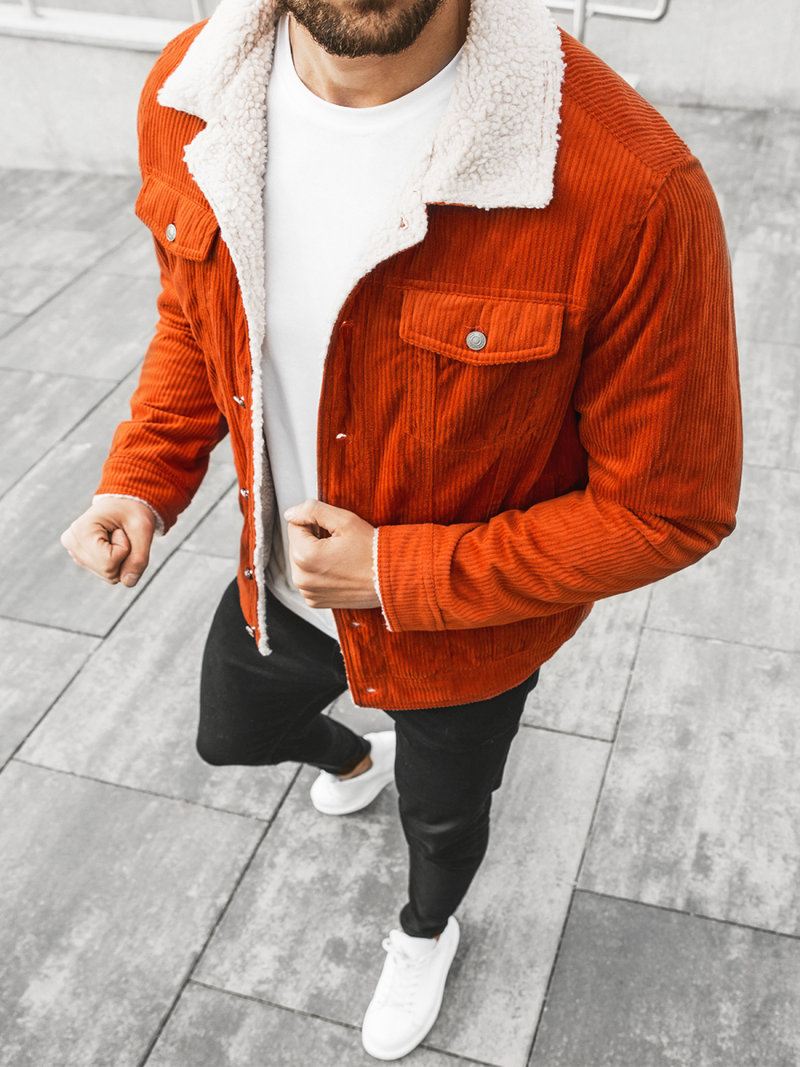 Férfi farmer dzseki narancs OZONEE JB/JP1179/3Z