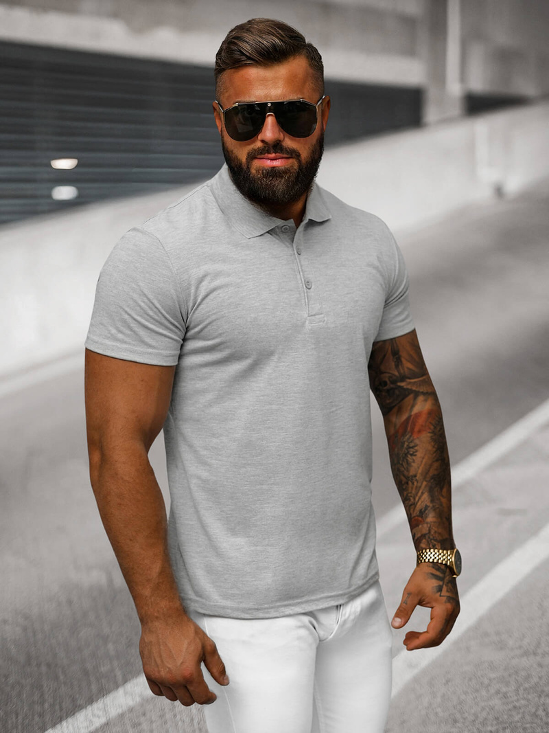 Férfi galléros póló szürke OZONEE JS/8T80/2Z