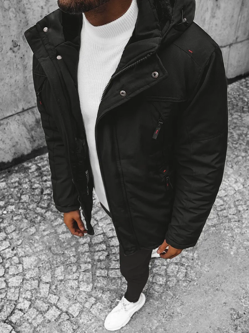 Férfi Steppelt Kabát Fekete OZONEE JS/M717/392