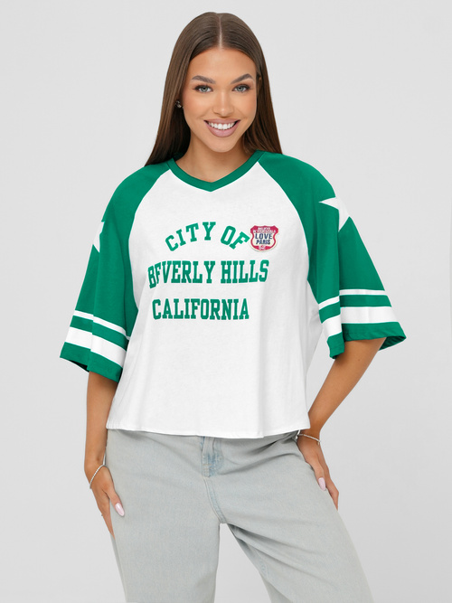 Női Polo Fehér-Zöld OZONEE JS/R62493