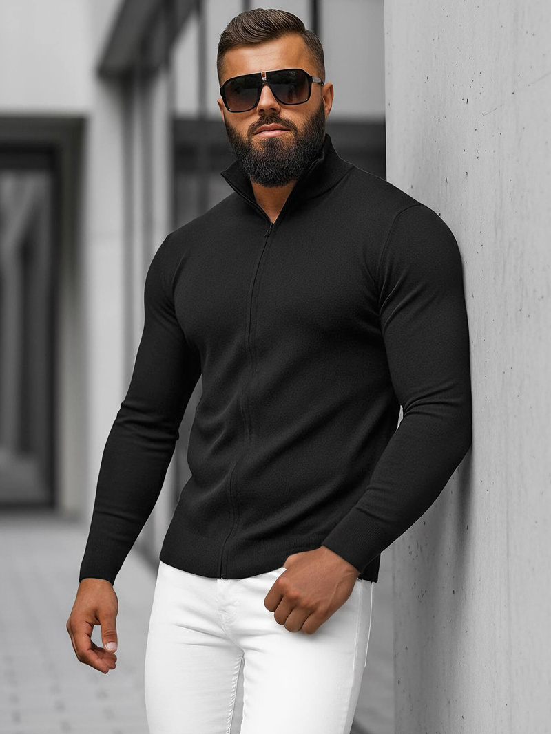 Férfi Pulóver Fekete OZONEE NB/MM6004/4Z