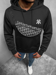 Férfi kapucnis felső fekete-fehér OZONEE O/HM736Z