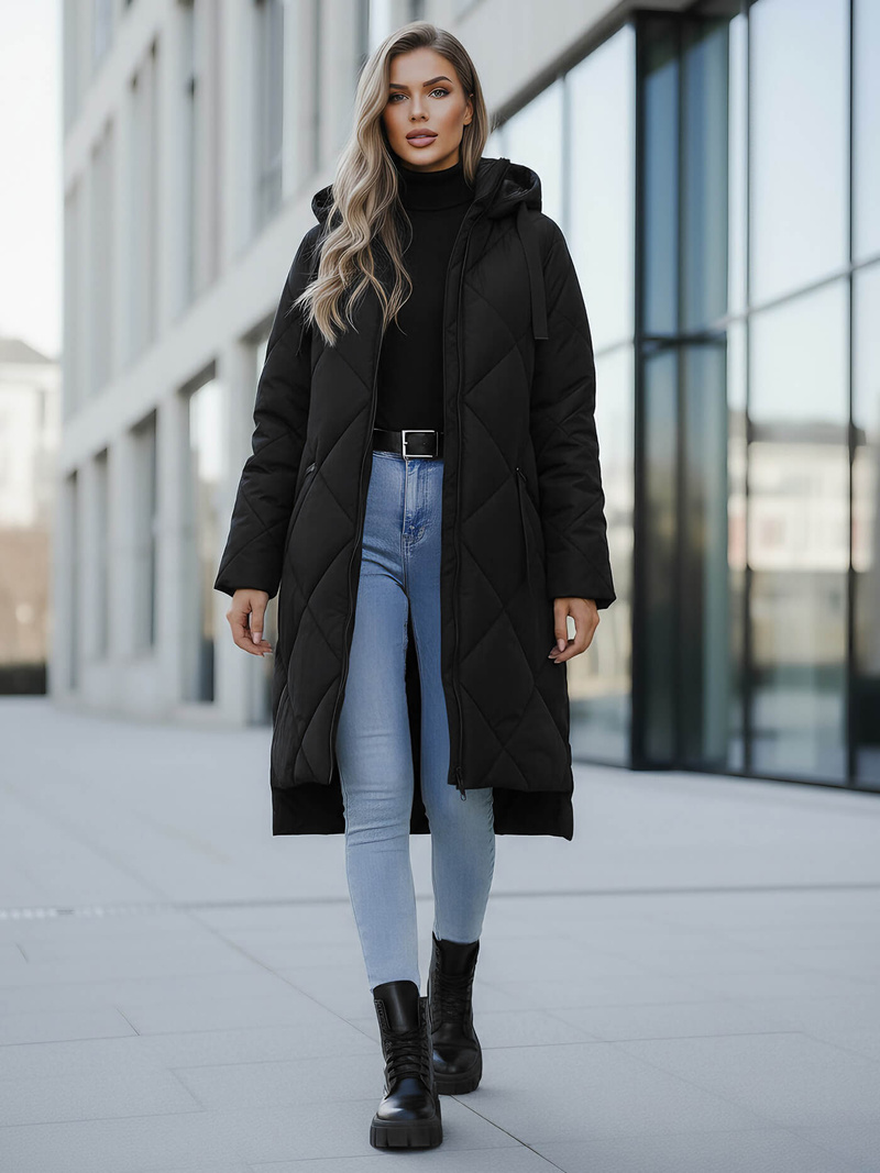 Női téli kabát fekete OZONEE JS/5M3168/392Z