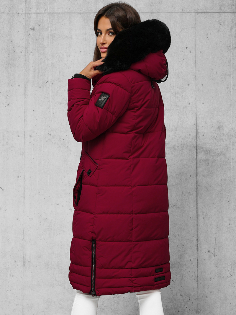 Női téli kabát bordó OZONEE O/W377