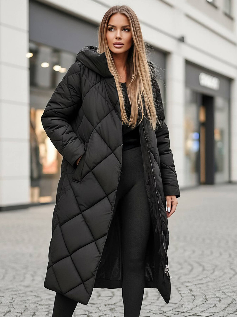 Női téli kabát fekete OZONEE JS/5M3173/392Z