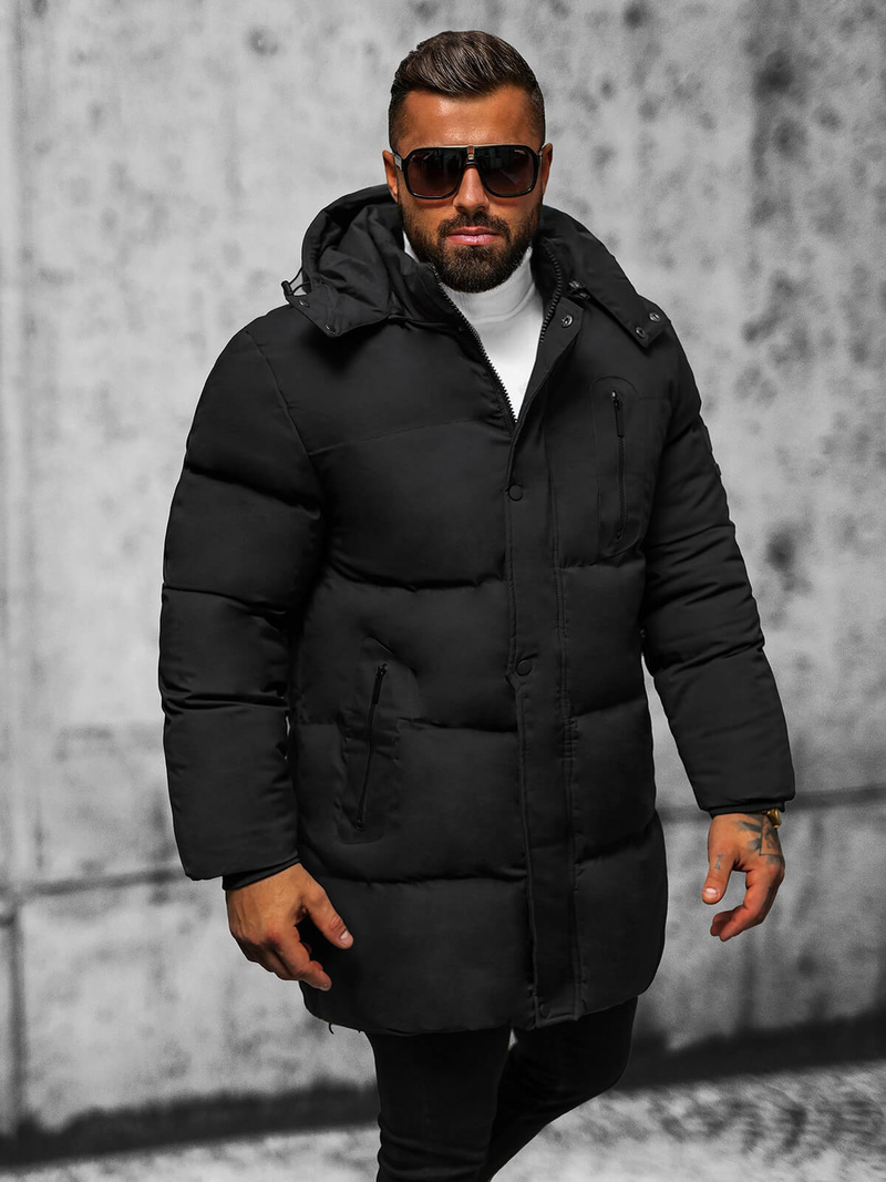 Férfi Steppelt Kabát Fekete OZONEE JS/5M3118/392