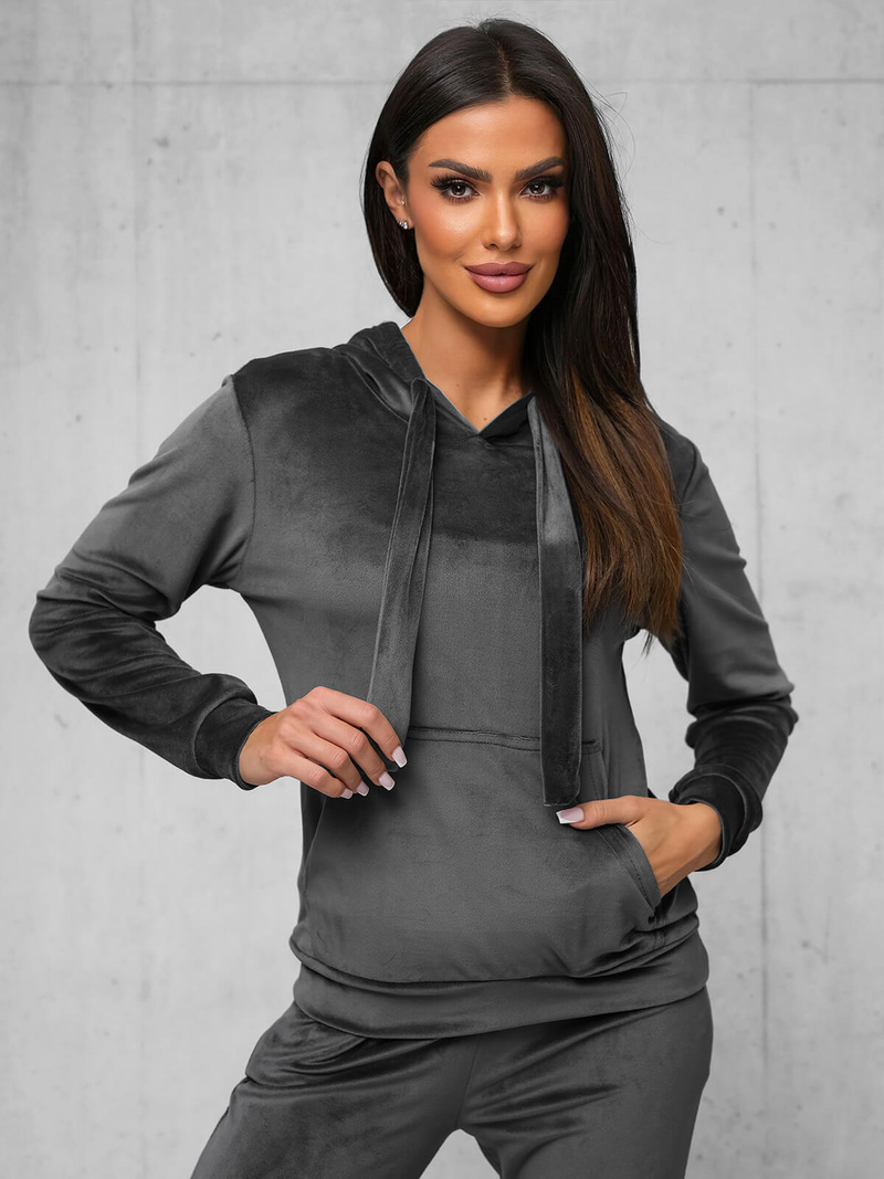 Női Melegítő Szett Velúr Grafit OZONEE JS/35C1612/5