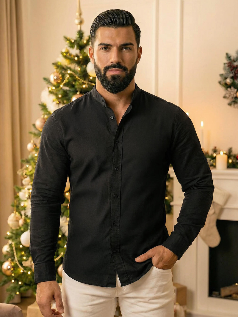 Férfi Ing Fekete OZONEE O/V121Z