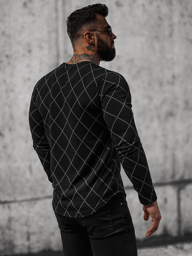 Férfi Pulóver Fekete OZONEE O/5919BZ