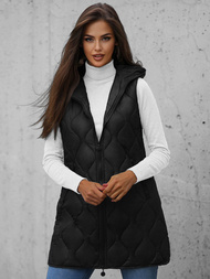 Női hosszú mellény fekete OZONEE O/H928/1Z