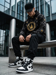 Férfi kapucnis pulóver fekete OZONEE O/B267Z