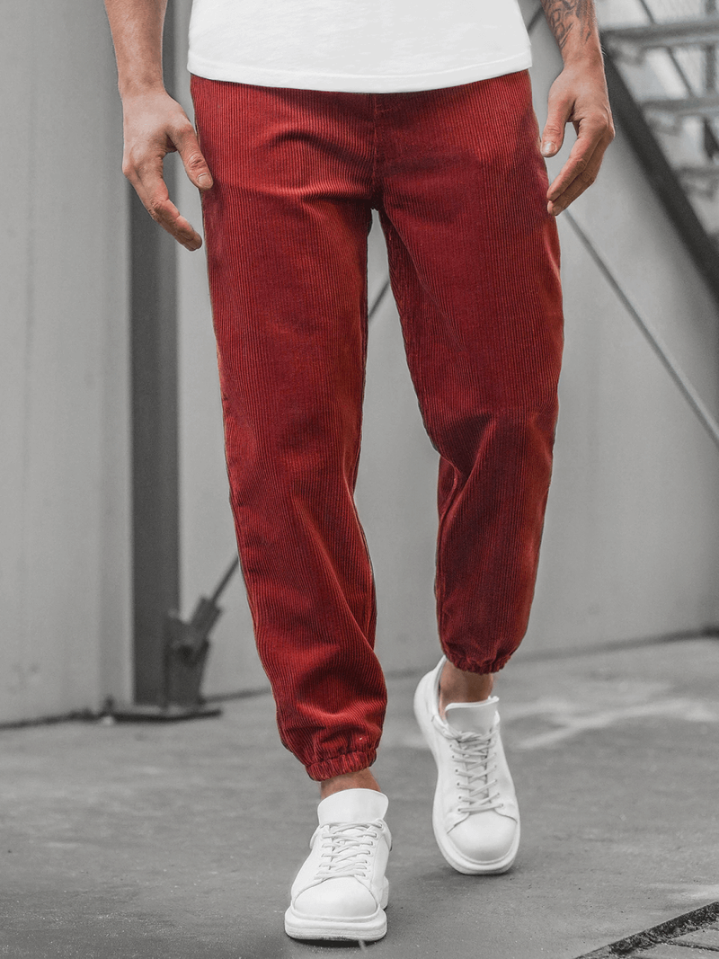 Férfi nadrág kordbársony Bordó OZONEE R/4083