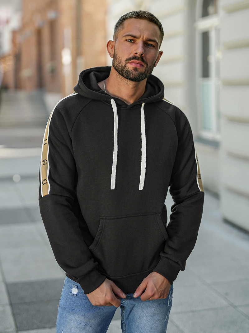 Férfi kapucnis felső fekete OZONEE JS/8B1730/3