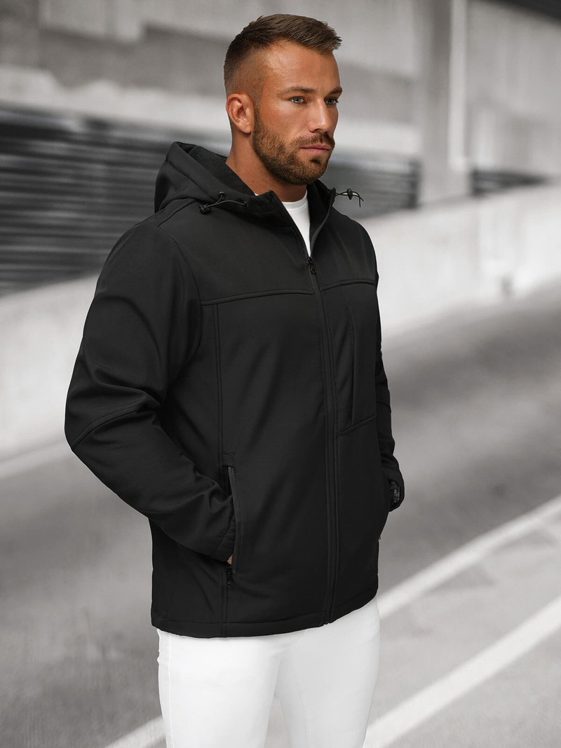 Férfi softshell kabát fekete OZONEE JS/27B6523/3